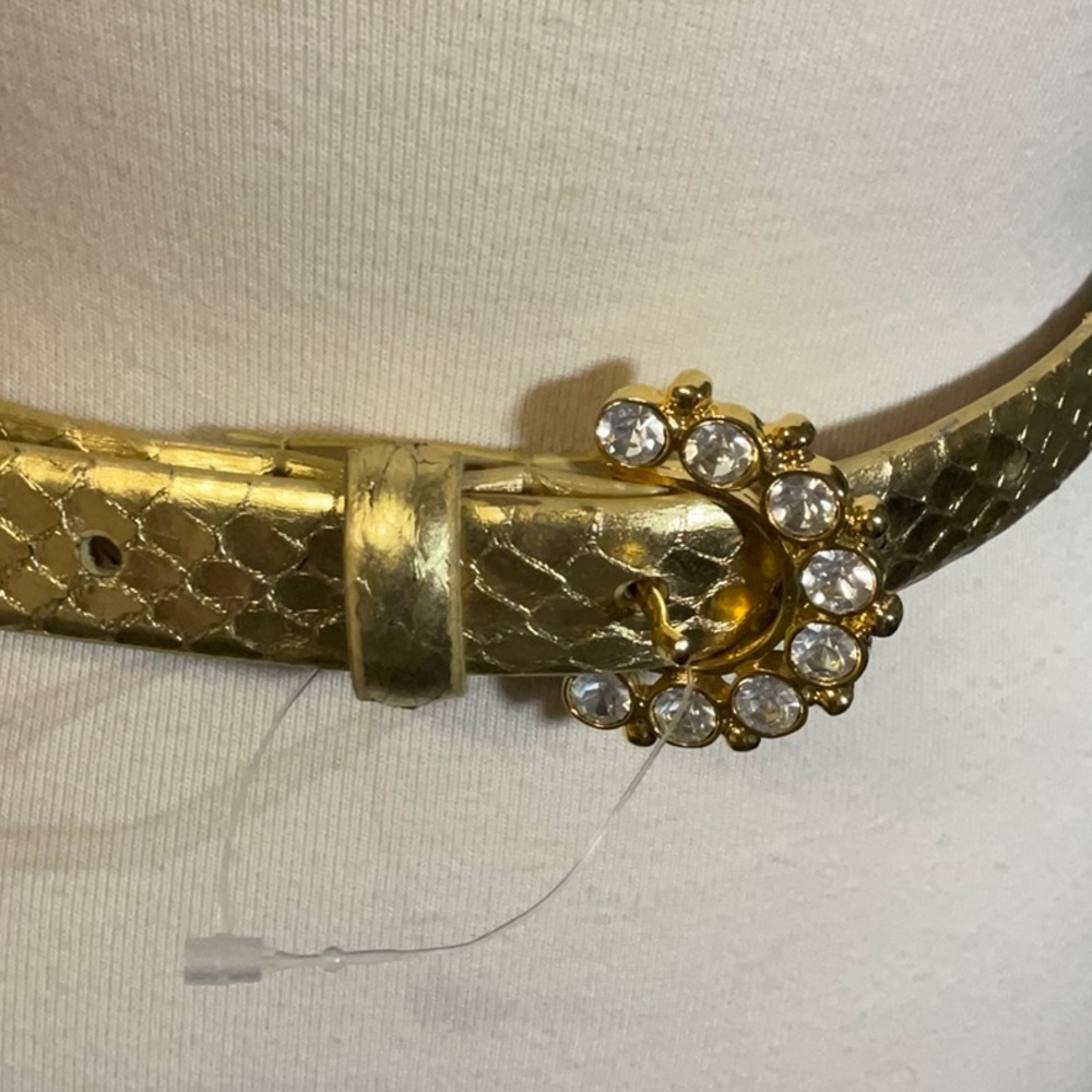 Vintage Kenneth Jay Lane Gold Snakeskin Belt With Embellished Buckle - Picture 2 of 8